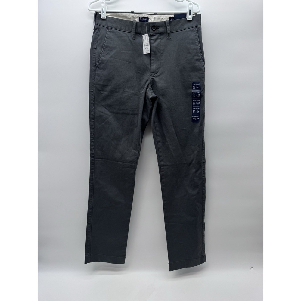 NWT J.Crew Flex Straight Chino Pants Mens 29x32 Charcoal Gray Stretch Cotton